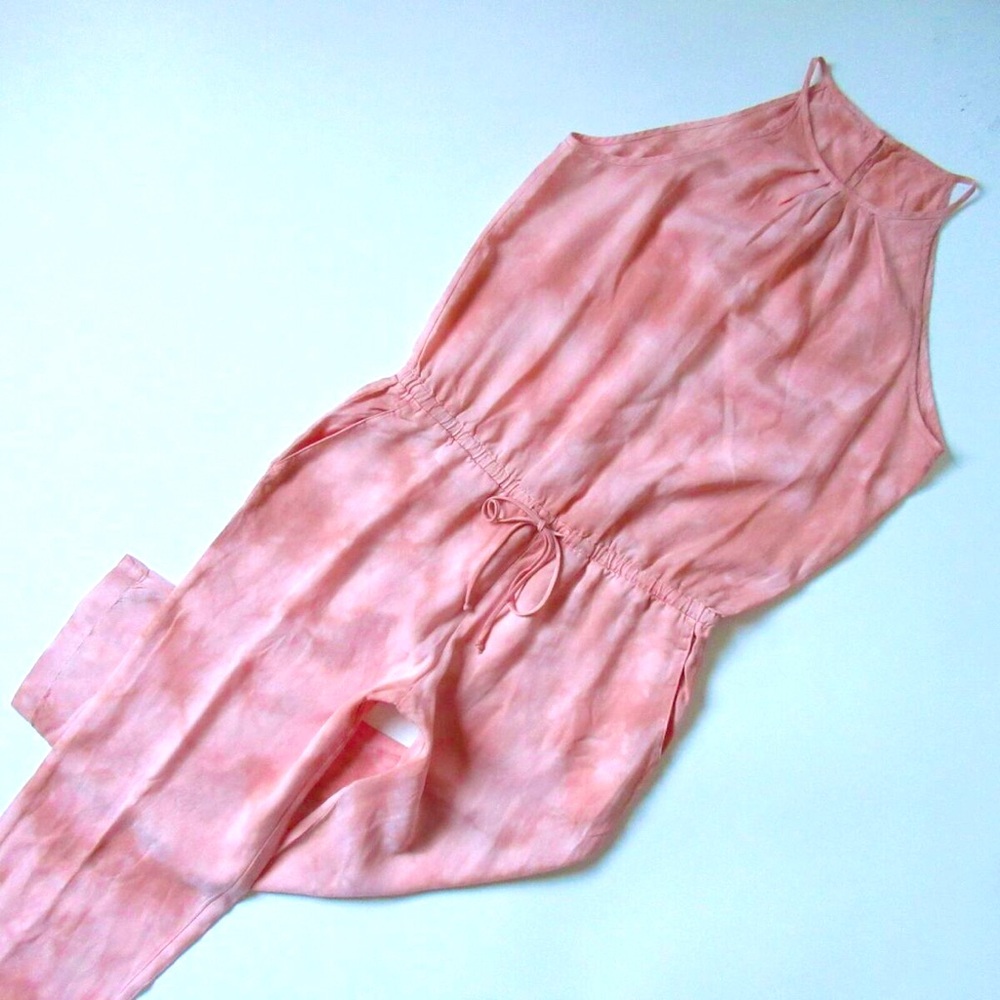 Anthropologie Cloth & Stone Peach Tie Dye Sleeveless Cropped Jumpsuit